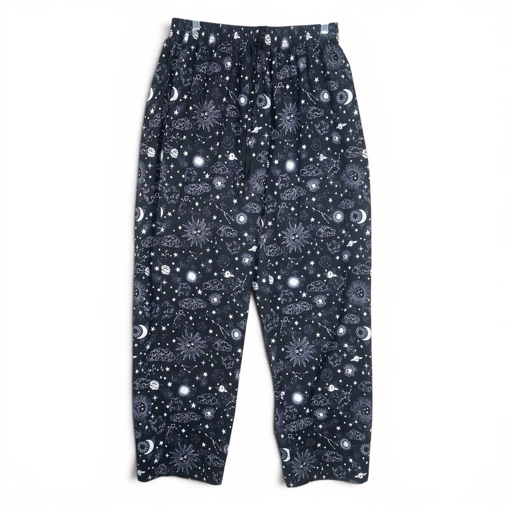 YoungLA Lounge Pants Size Large Black Celestial Space Print Lightweight Gym